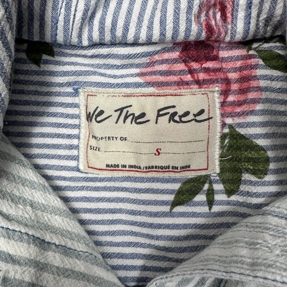 Free People We The Free Striped Floral Hooded Jacket S - Picture 3 of 7